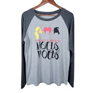 Hocus Pocus Size Large Raglan Graphic Long Sleeve Tshirt Gray‎